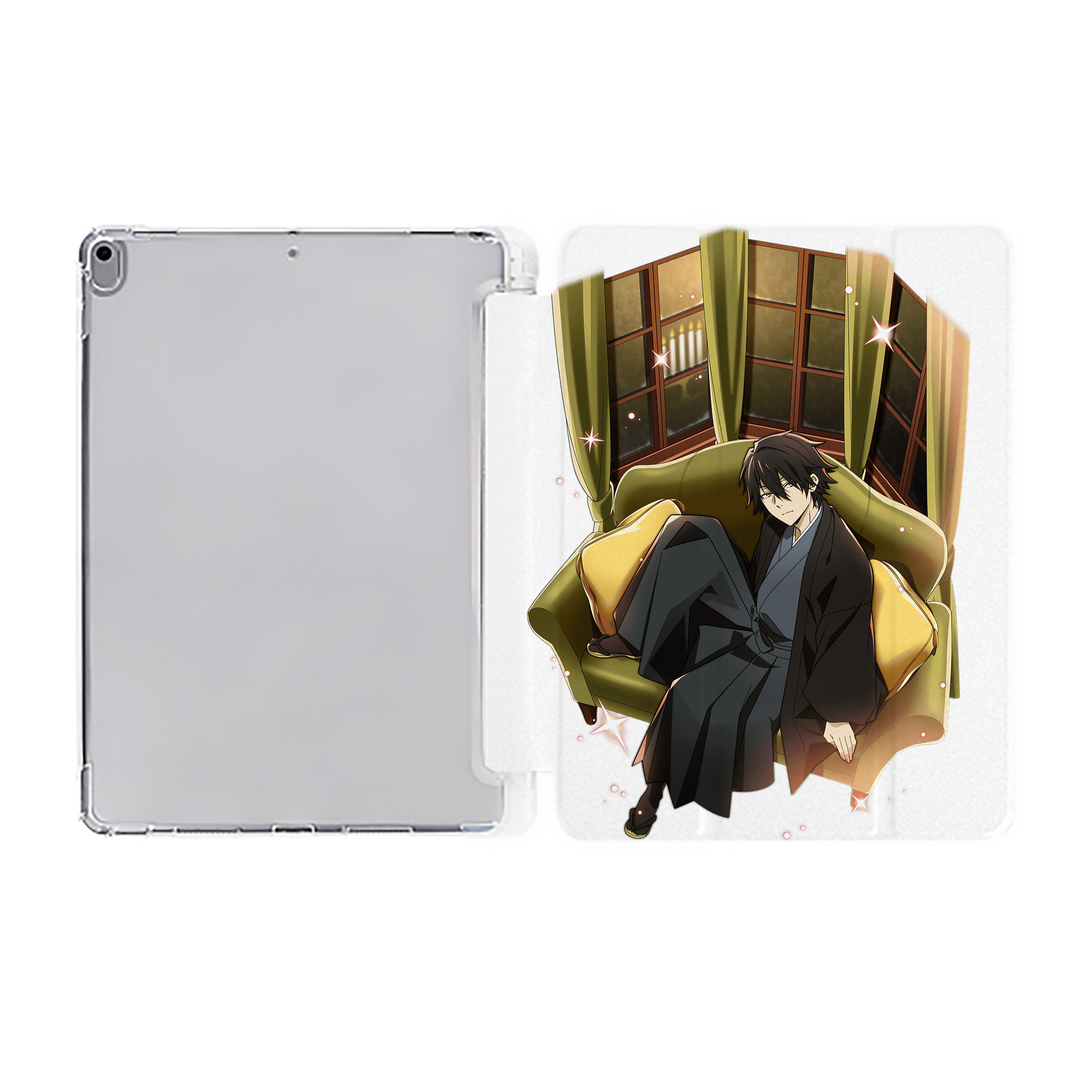 （画像用） 文豪ストレイドッグス Bungo Stray Dogs IPad ケース ペン収納付き 三つ折りスタンド PUレザー×シリコン 対応機種9.5/10.5/10.9インチ
